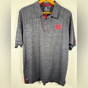 Colosseum Nebraska Cornhusker Polo Men's Size M Grey Lightweight Quick Dry